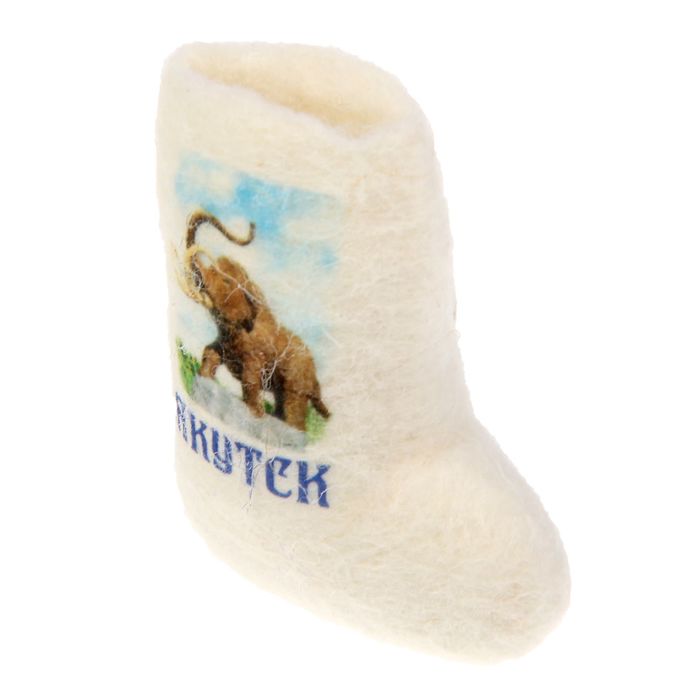 Магнит-валенок ручная работа "Якутск. Памятник Мамонту"