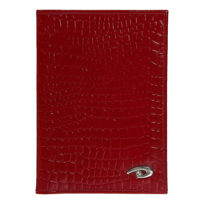 Обложка для автодокументов, крокодил, цвет красный