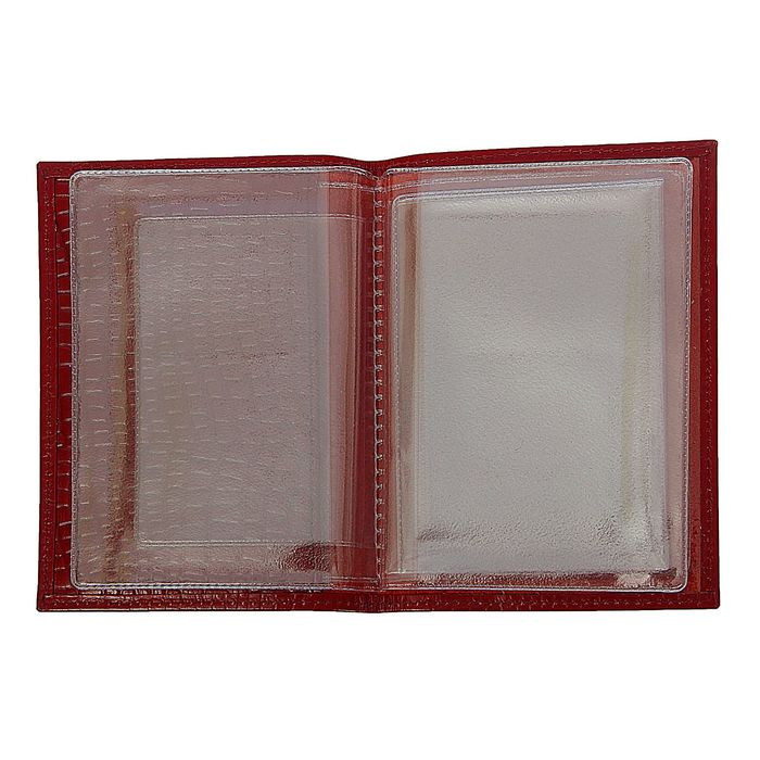 Обложка для автодокументов, крокодил, цвет красный