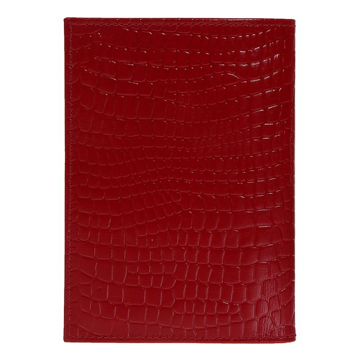 Обложка для автодокументов, крокодил, цвет красный