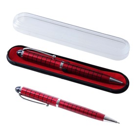 Ручка шариковая, подарочная, поворотная, в пластиковом футляре, бордовая с серебристыми вставками, «Шотландка»