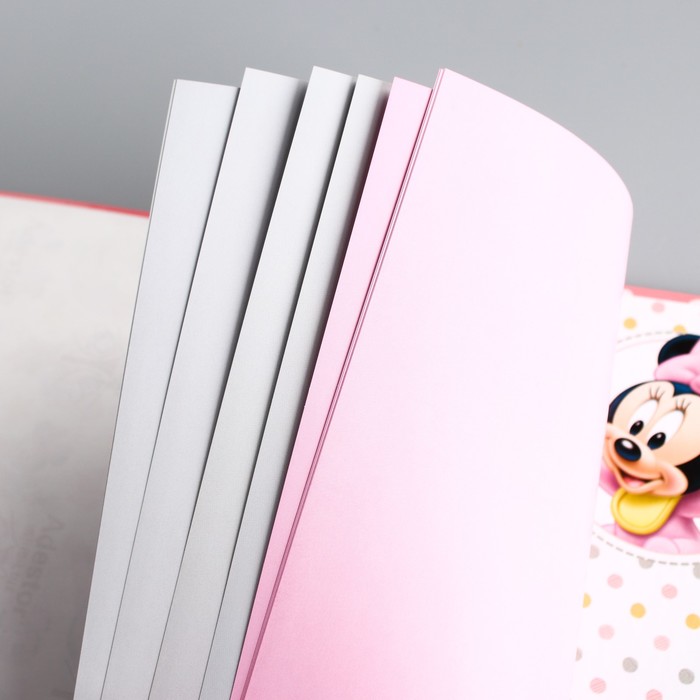 Фотокнига в твёрдой обложке на металлических кольцах с наклейками "Наша прекрасная малютка", Дисней Беби, Беби Минни