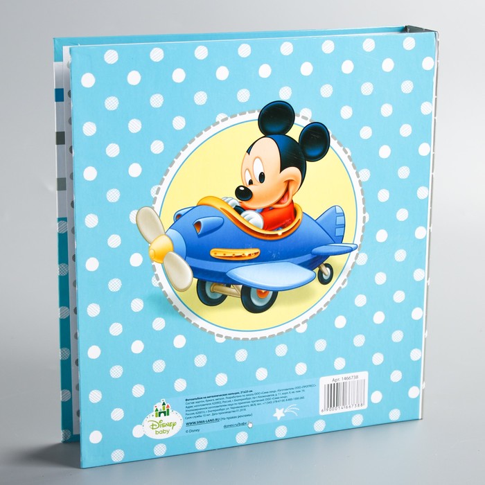 Фотокнига в твёрдой обложке на металлических кольцах с наклейками "Наш милый малыш", Дисней Беби, Беби Микки