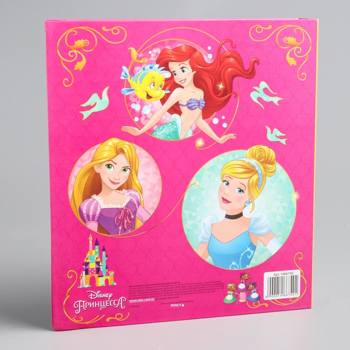 Фотокнига в твёрдой обложке на металлических кольцах с наклейками "Волшебство вокруг" , Принцессы
