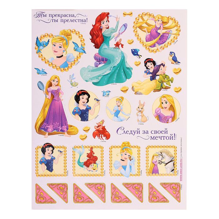 Фотокнига в твёрдой обложке на металлических кольцах с наклейками "Волшебство вокруг" , Принцессы