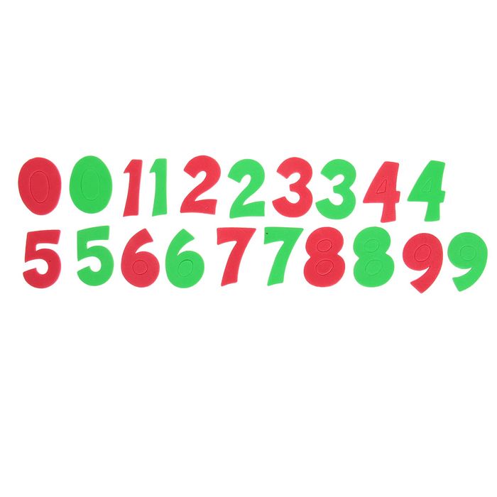 Наклейки мягкие "Цифры", набор 20 шт. МИКС, высота цифры- 4,5 см