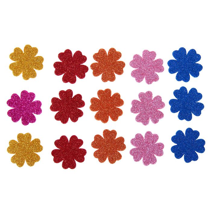 Наклейки мягкие с блёстками "Цветочки", набор 15 шт