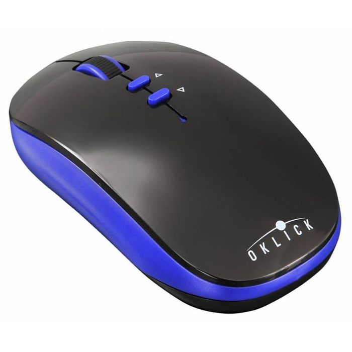 Мышь Oklick 595MB, черный/синий, беспроводная, BT