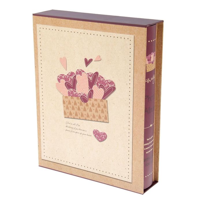 Фотоальбом магнитный 20 листов "Сердечки в конверте" в коробке МИКС