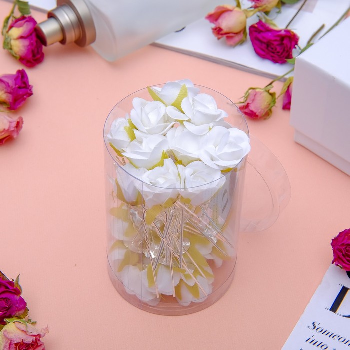 Шпилька для волос "Белая роза"