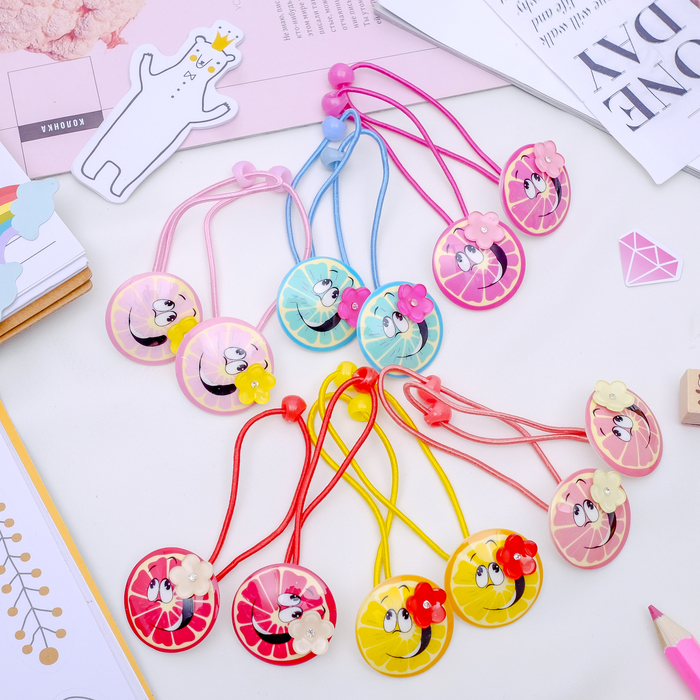 Резинка для волос "Лапочки" (цена за пару) дольки апельсина