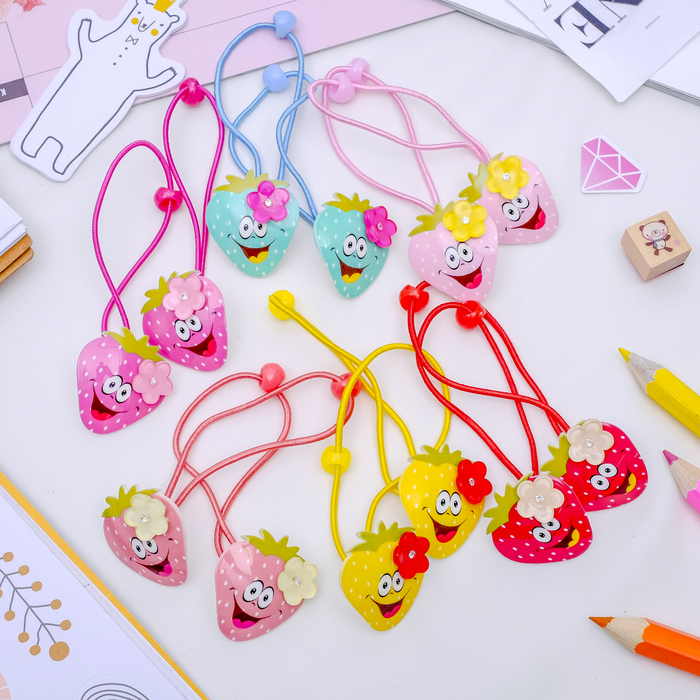 Резинка для волос "Лапочки" (цена за пару) клубнички