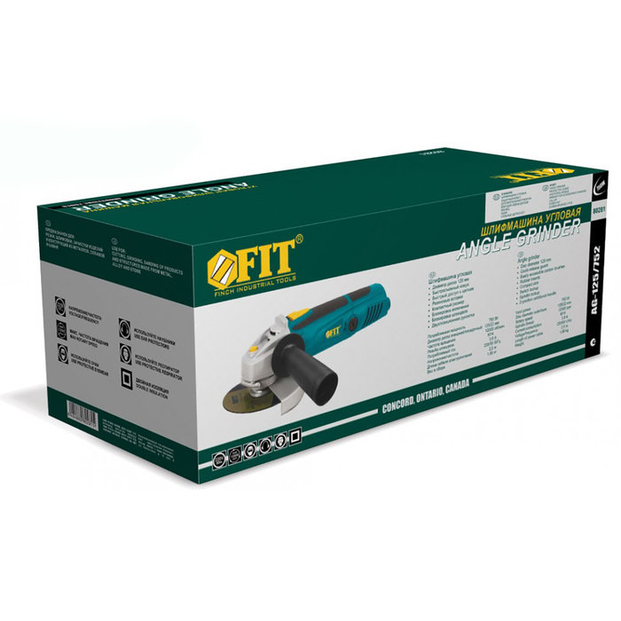 Шлифмашина угловая FIT AG-125/752 750Вт; 12000об/мин; БсК 125мм; мал.; б/с щеток