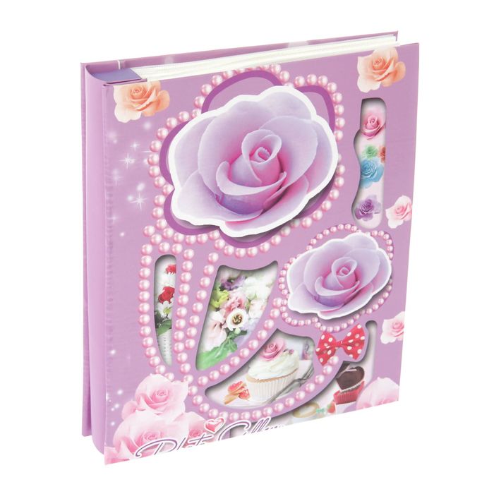 Фотоальбом на 80 фото 10х15 см "Цветы. Пирожное" в коробке МИКС