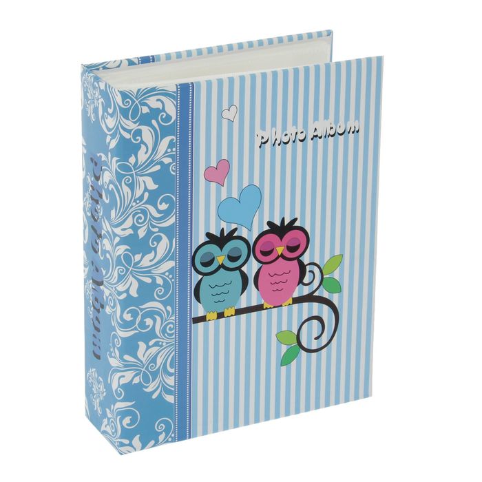 Фотоальбом на 200 фото 10х15 см "Влюбленные совушки" в коробке МИКС