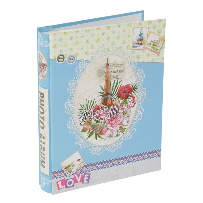 Фотоальбом на 100 фото 10х15 см "Эйфелева башня в цветах" в коробке МИКС