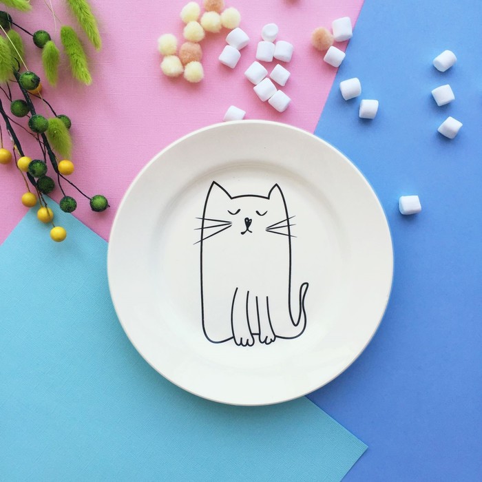 Тарелка 20 см "Киска", с бортами
