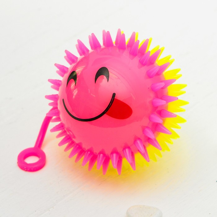 Мяч световой "Мордочка" с пищалкой на резинке, цвета МИКС