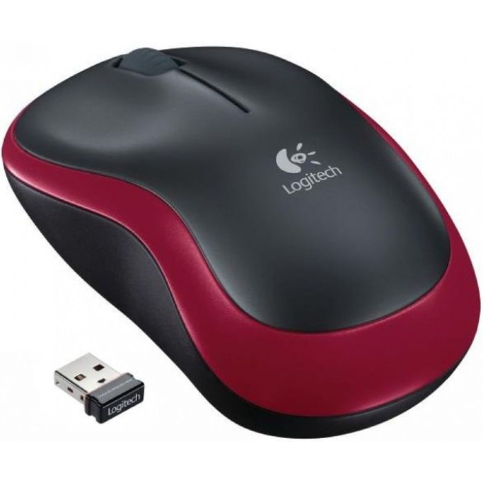 Мышь Logitech M185, красный, беспроводная, USB1.1