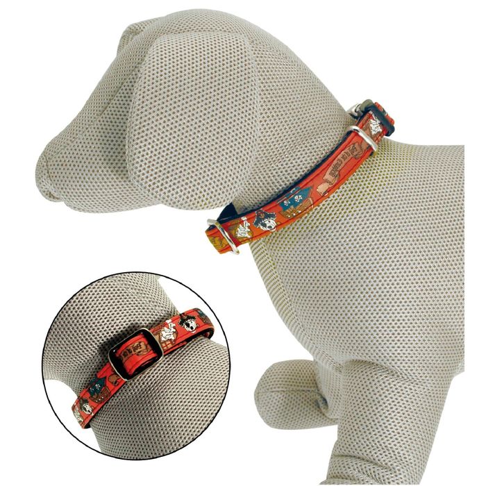 Ошейник "Пираты" 10 мм*20-30 см, красный