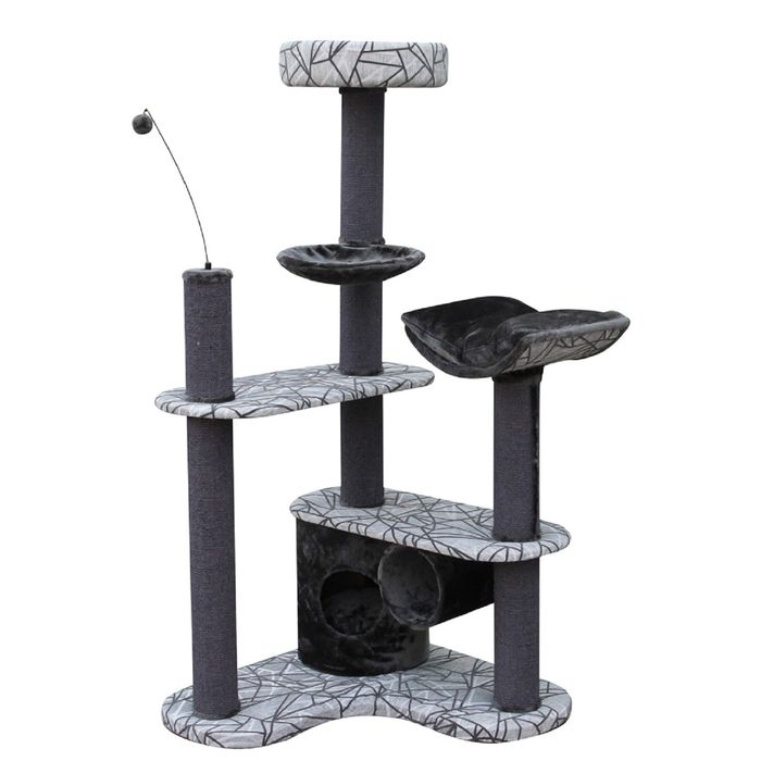 Когтеточка-комплекс угловой "Barney", 80*80*167 см, серый/черн.