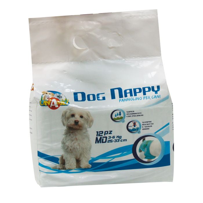 Подгузники для собак Dog Nappy MD, 3-6 кг, 25-33 см, 12 шт