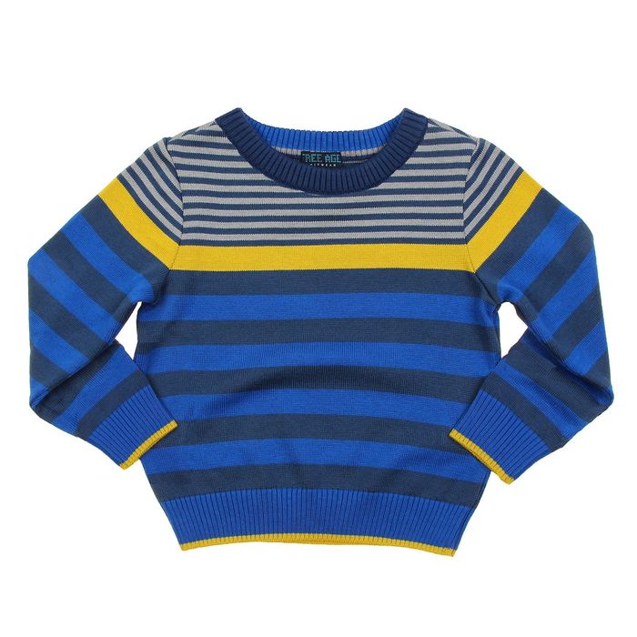 Джемпер для мальчика, рост 104 см (60), цвет тёмно-синий, принт полоска
