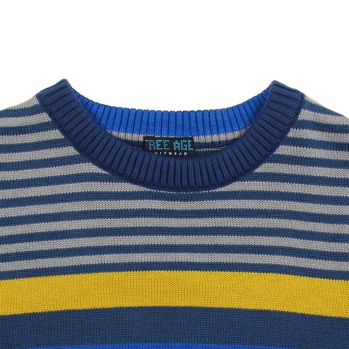 Джемпер для мальчика, рост 104 см (60), цвет тёмно-синий, принт полоска