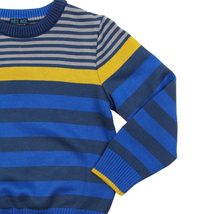 Джемпер для мальчика, рост 104 см (60), цвет тёмно-синий, принт полоска