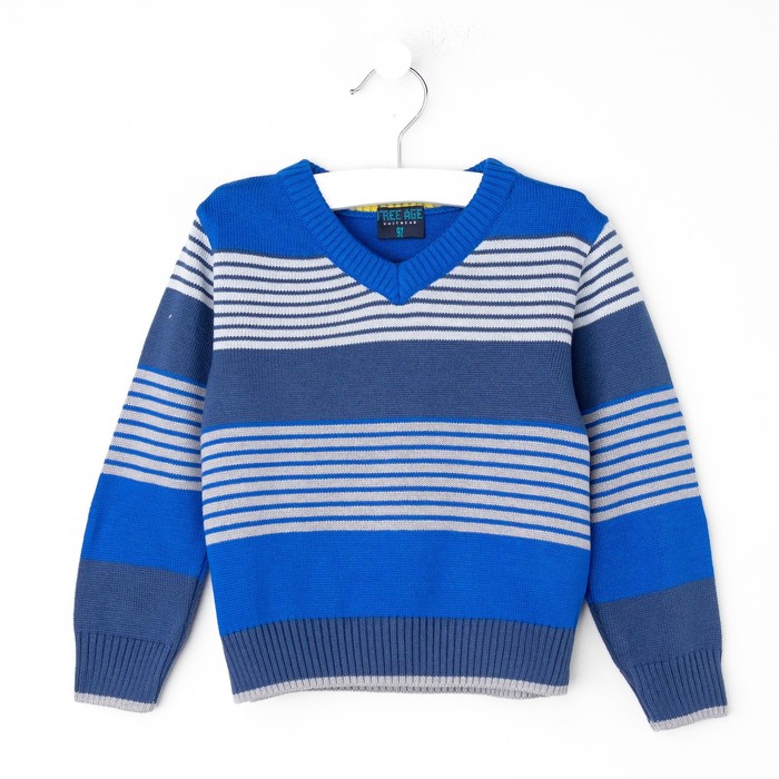 Джемпер для мальчика, рост 92 см (52), цвет синий, принт полоска