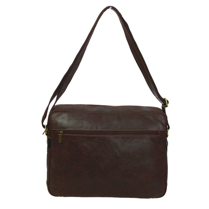 Сумка мужская на молнии, 1 отдел, 3 наружных кармана, длинный ремень, цвет коричневый