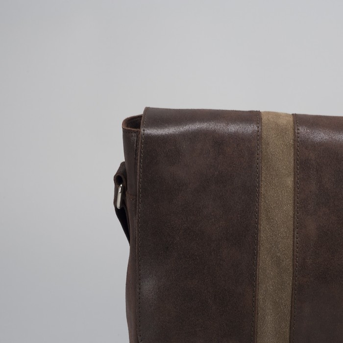 Сумка мужская, 1 отдел, 2 наружных кармана, длинный ремень, цвет коричневый