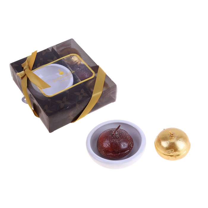 Свечи восковые (набор 3 шт + подсвечник) "Перламутр"