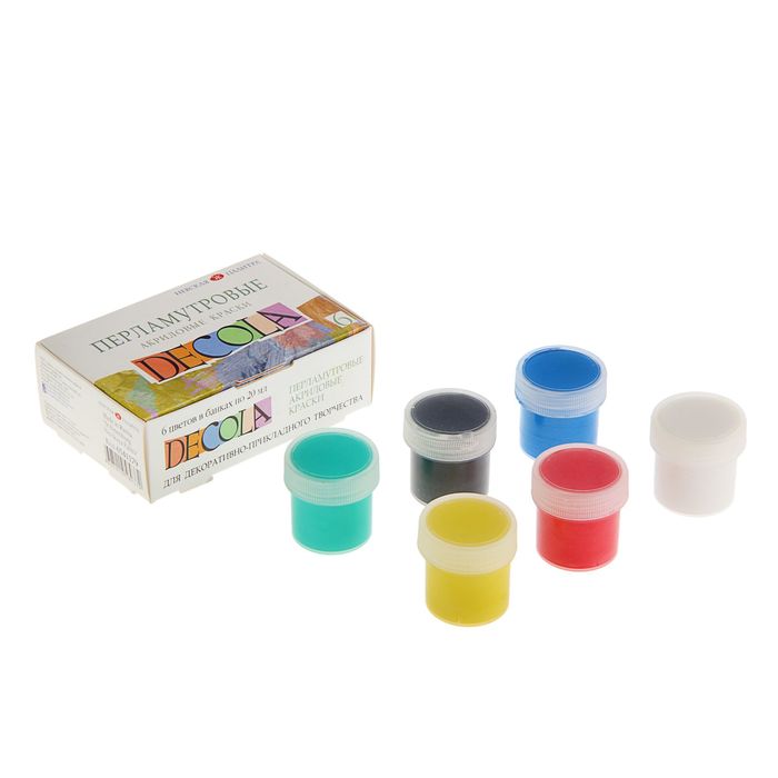 Краска акриловая набор Pearl 6 цветов х 20 мл ЗХК Decola перламутровые 6541179