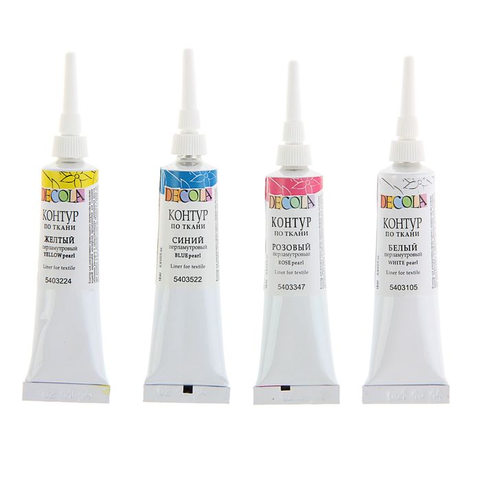 Контур для ткани акрил набор Pearl 4цв*18 мл ЗХК Decola 5441377