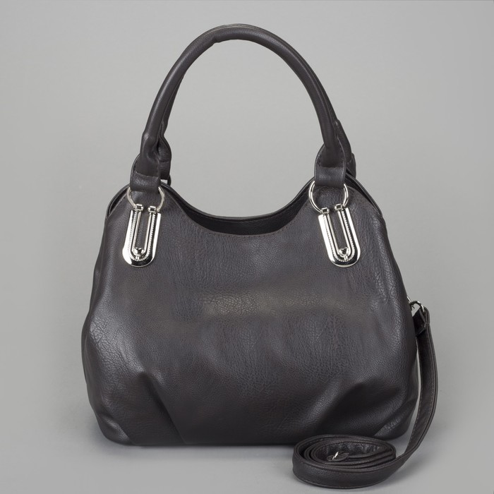 Сумка женская на молнии, 2 отдела, наружный карман, длинный ремень, цвет коричневый