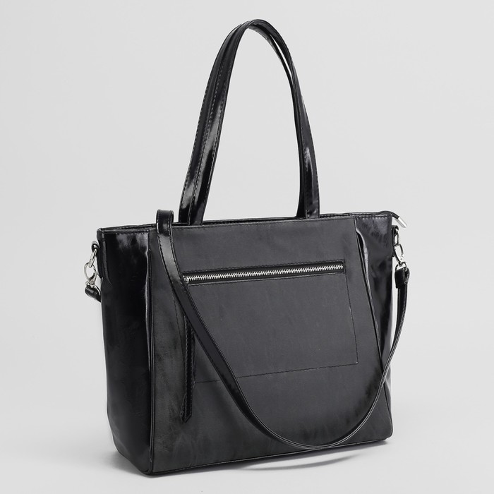 Сумка женская, 1 отдел с перегородкой, 2 наружных кармана, длинный ремень, цвет чёрный