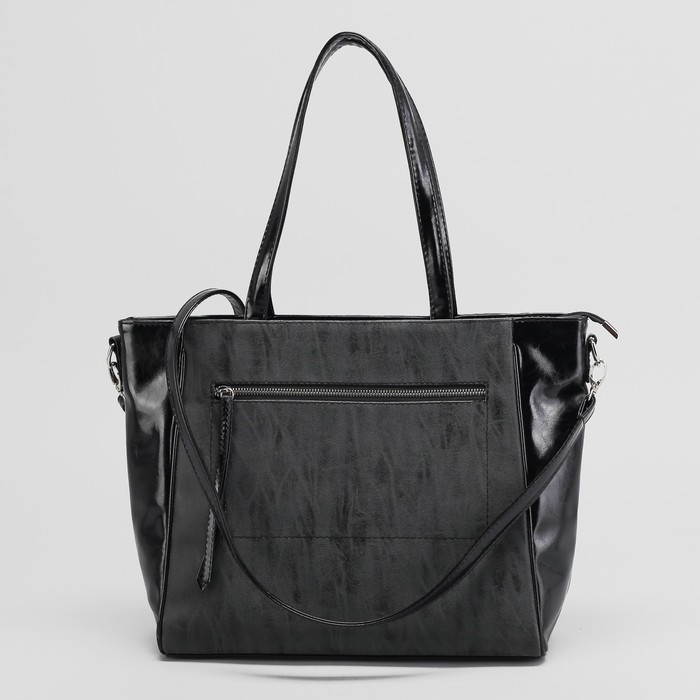 Сумка женская, 1 отдел с перегородкой, 2 наружных кармана, длинный ремень, цвет чёрный