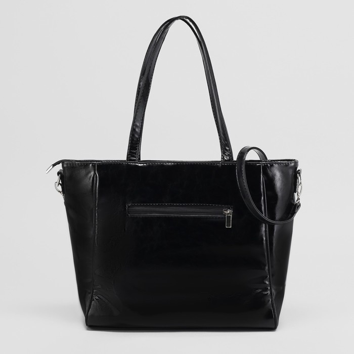 Сумка женская, 1 отдел с перегородкой, 2 наружных кармана, длинный ремень, цвет чёрный