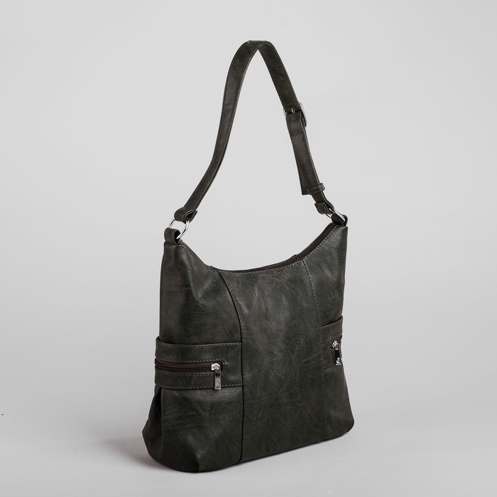 Сумка женская на молнии, 1 отдел с перегородкой, 3 наружных кармана, цвет зелёный