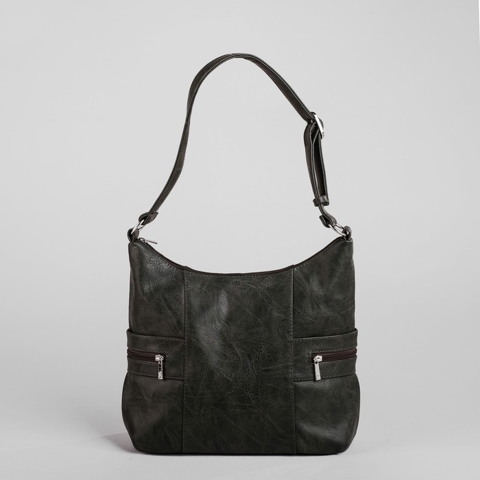 Сумка женская на молнии, 1 отдел с перегородкой, 3 наружных кармана, цвет зелёный