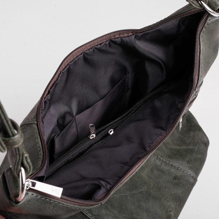 Сумка женская на молнии, 1 отдел с перегородкой, 3 наружных кармана, цвет зелёный