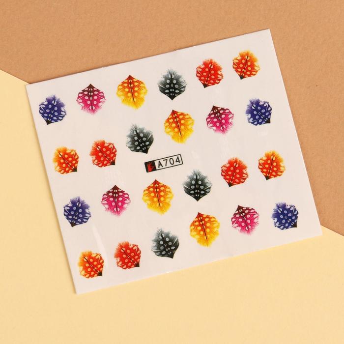 Слайдер-дизайн для ногтей "Пёрышки", водный, цвета МИКС