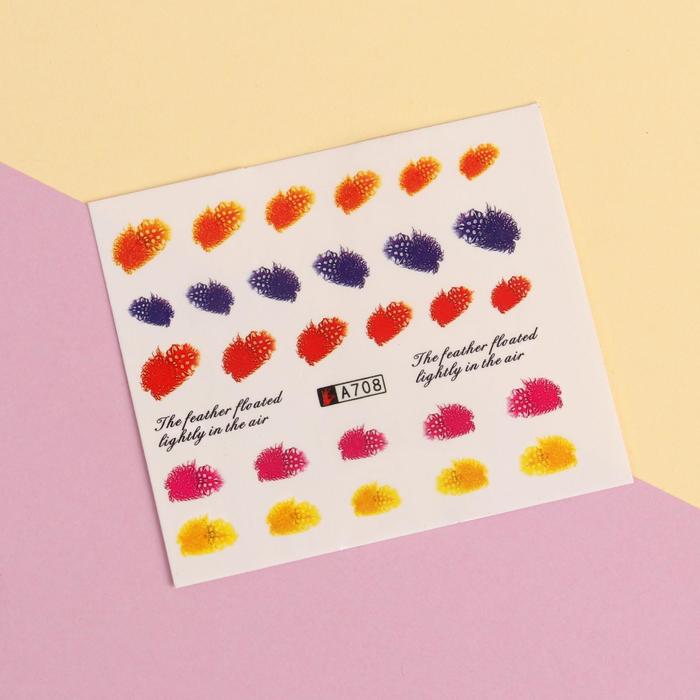 Слайдер-дизайн для ногтей "Пёрышки", водный, цвета МИКС