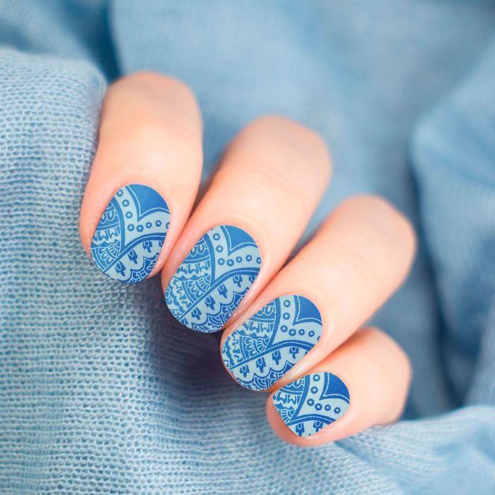 Слайдер-дизайн для ногтей, водный, цвет сине-белый