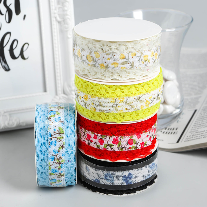 Клейкая лента "Прованс", текстиль, намотка 1.8 м, ширина 2.8 см, МИКС