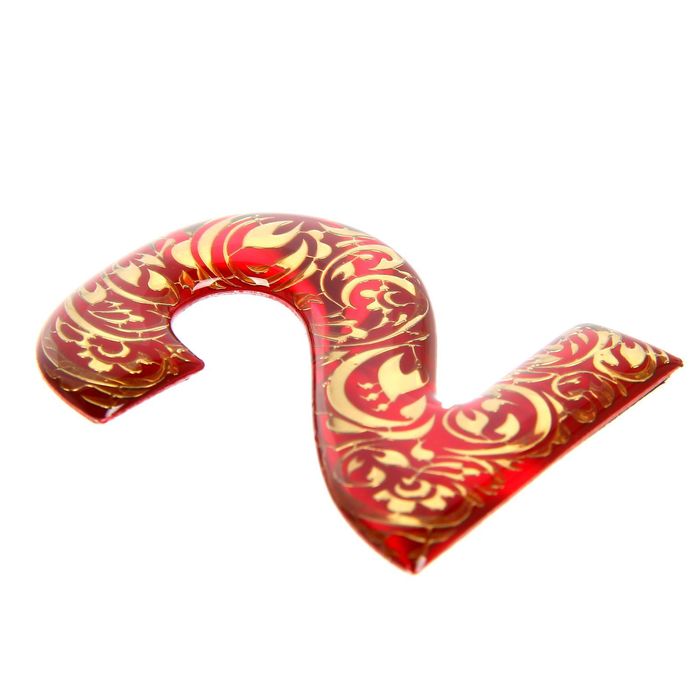 Дверная цифра "2", красный фон, тиснение золотом