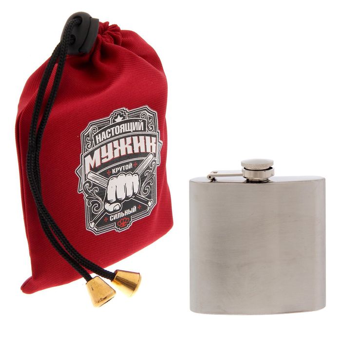 Фляжка в чехле "Настоящий мужик", 180 мл