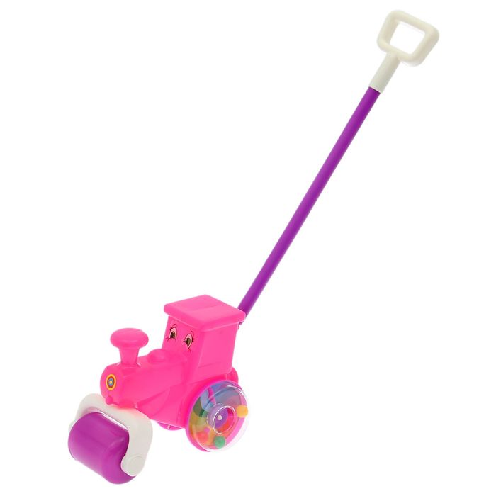 Каталка паровоз "Солнышко", длина ручки 49 см