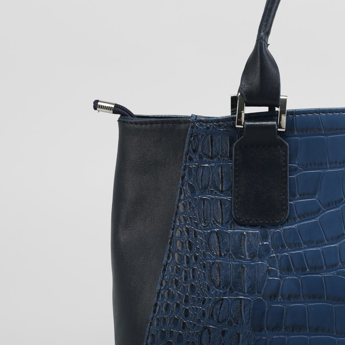 Сумка женская на молнии, 1 отдел, длинный ремень, цвет синий